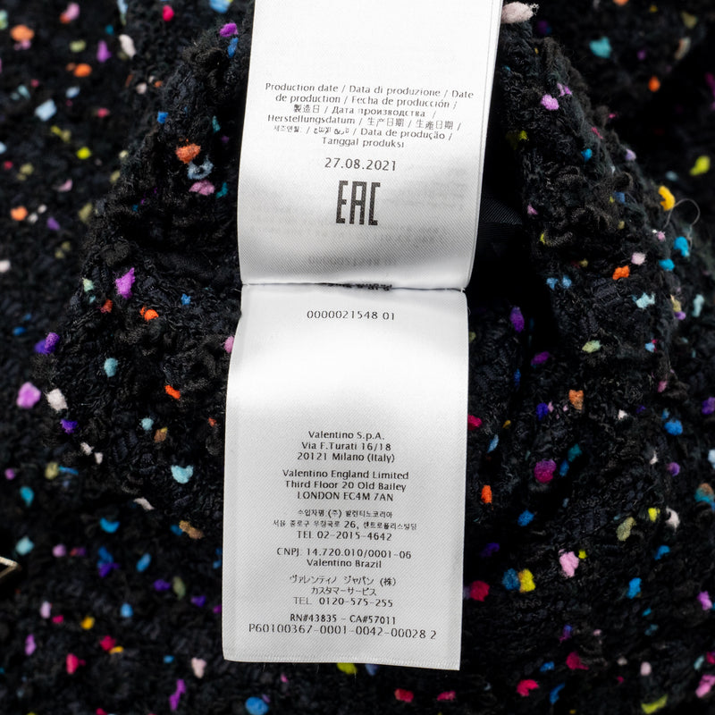 Valentino Size 40 Tweed Vest Viscose/Polyamide Black / Multicolour