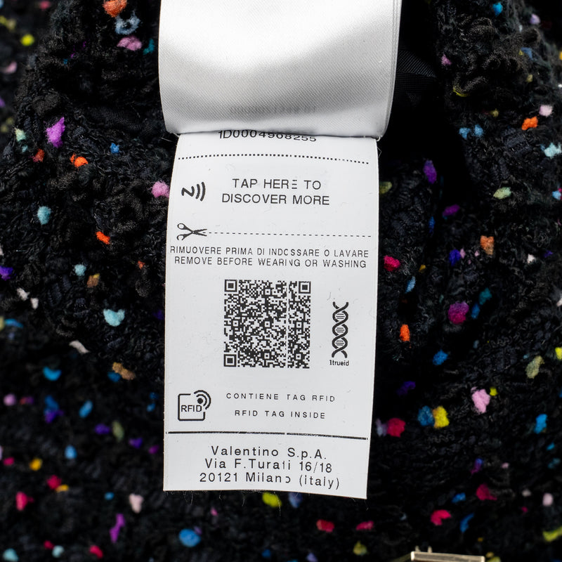 Valentino Size 40 Tweed Vest Viscose/Polyamide Black / Multicolour