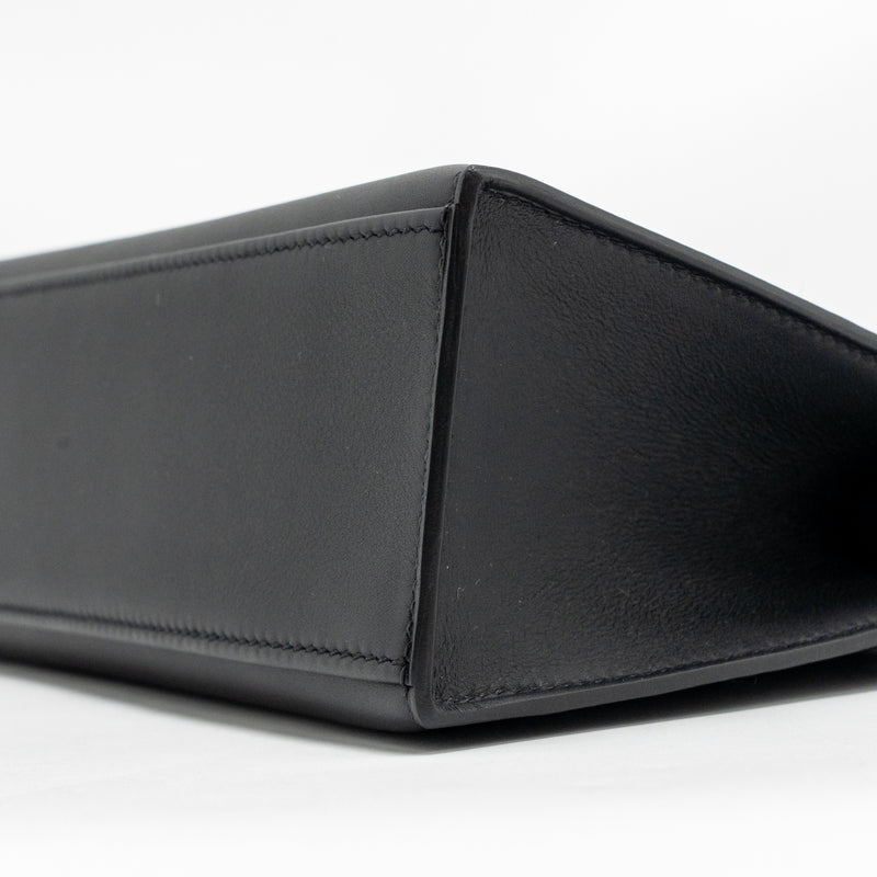 Hermes Kelly Pochette Swift Black SHW Stamp K