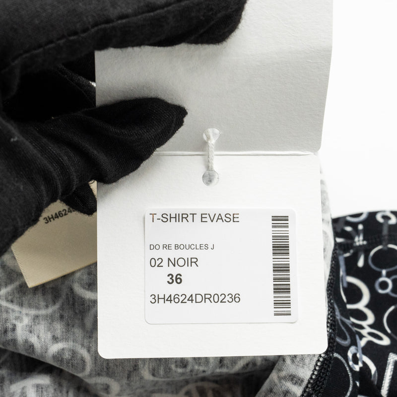 Hermes Size 36 Do Re Boucles J T-Shirt Black/Multicolour