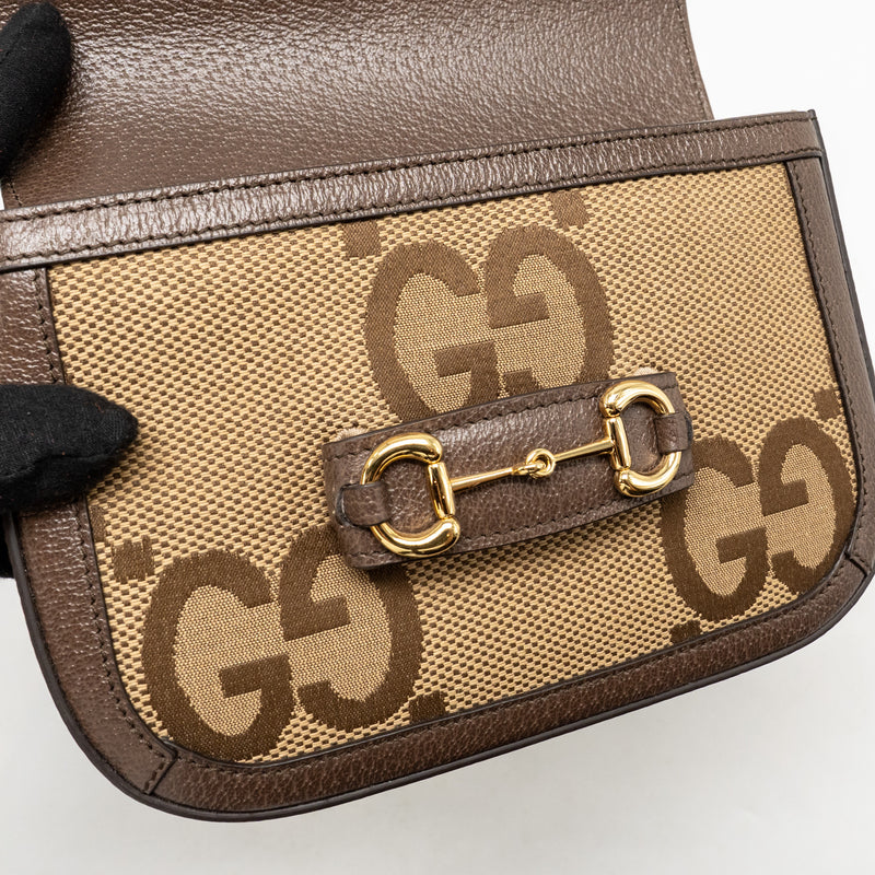 Gucci Horsebit 1955 small shoulder bag giant GG supreme canvas beige/b