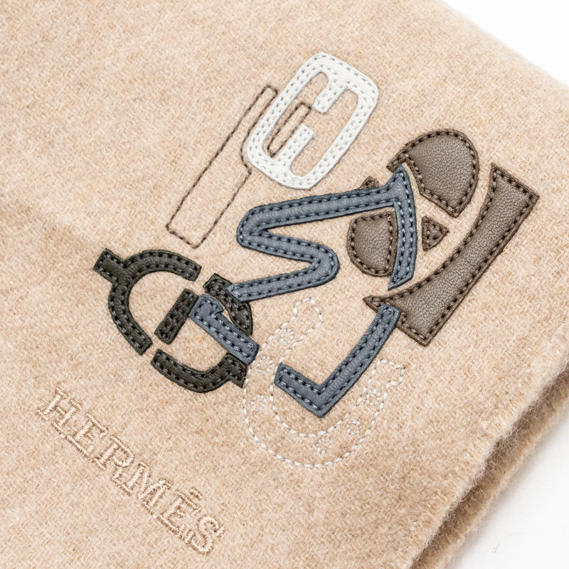 Hermes Recto-Verso PM H puzzle scarf cashmere naturel / beige chine