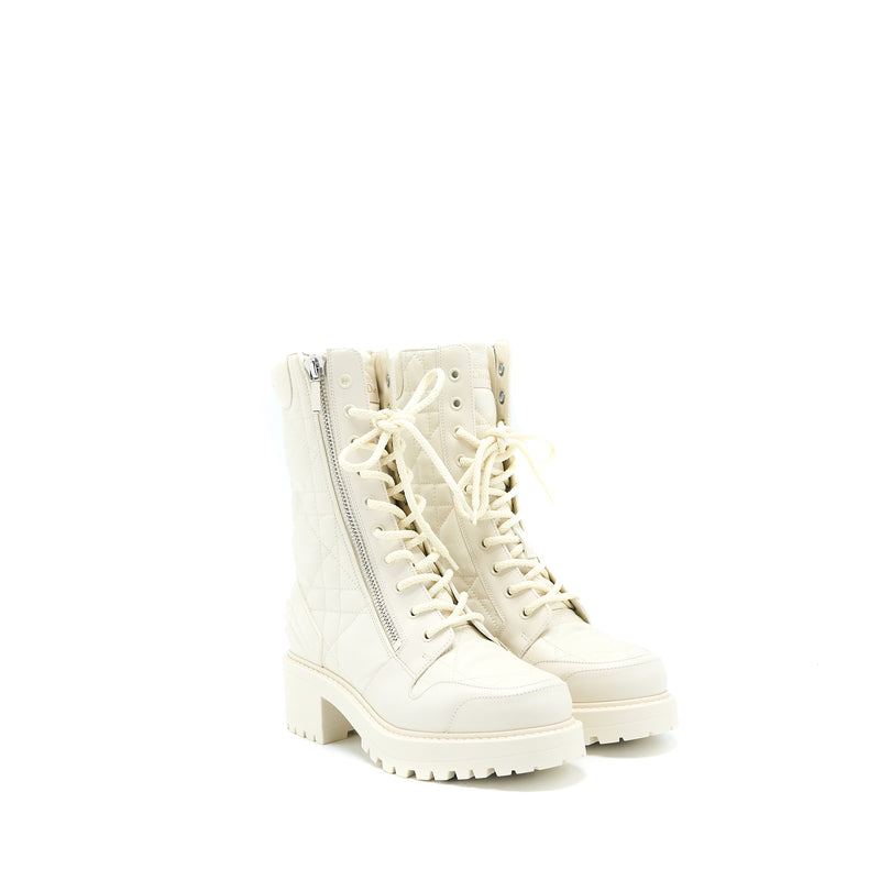 Dior Size 36 D-leader Ankle Boot Quilted Cannage Calfskin White SHW