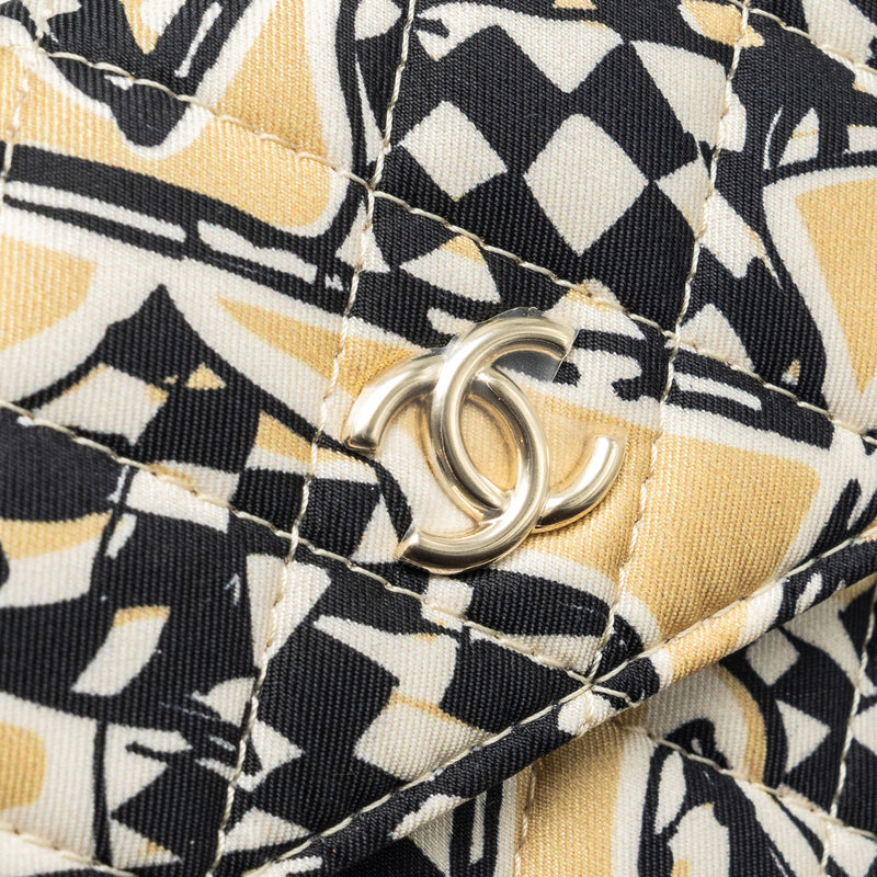 Chanel Mini Clutch With Chain Fabric Multicolour LGHW (Microchip)