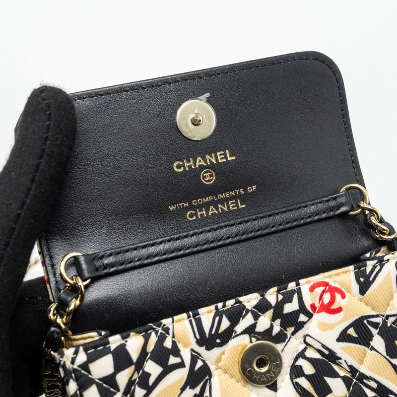 Chanel Mini Clutch With Chain Fabric Multicolour LGHW (Microchip)