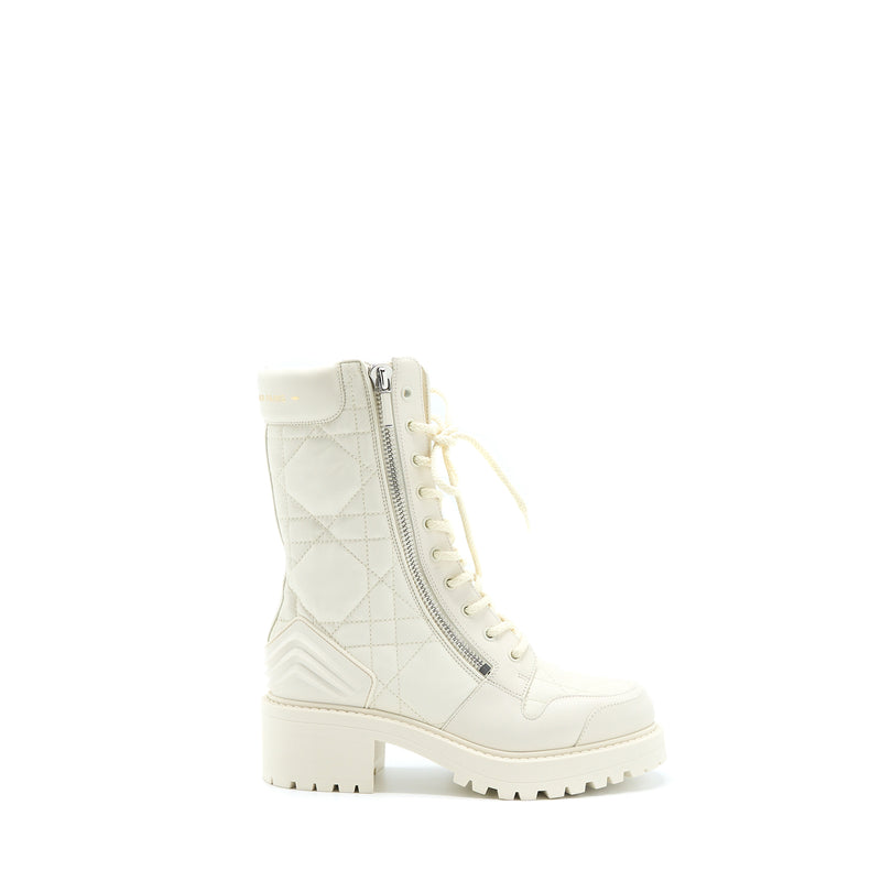 Dior Size 36 D-leader Ankle Boot Quilted Cannage Calfskin White SHW