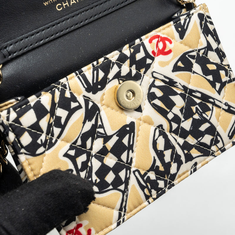 Chanel Mini Clutch With Chain Fabric Multicolour LGHW (Microchip)