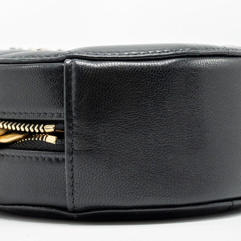 Chanel 19 round clutch with chain lambskin black with multicolor hardware