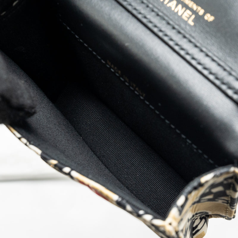 Chanel Mini Clutch With Chain Fabric Multicolour LGHW (Microchip)