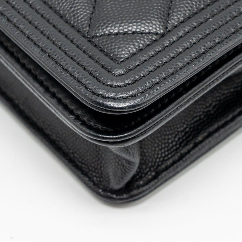 Chanel Boy Wallet on Chain Caviar Black GHW (Microchip)
