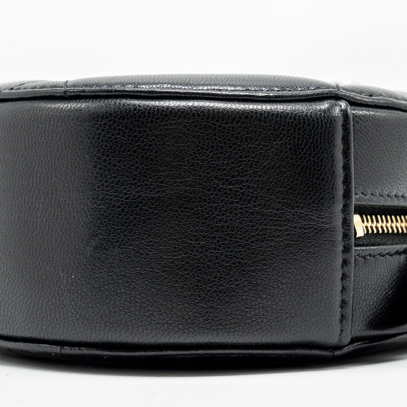 Chanel 19 round clutch with chain lambskin black with multicolor hardware