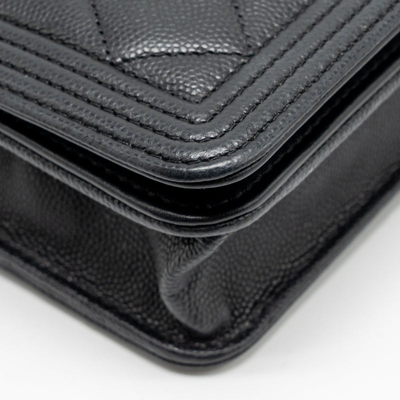 Chanel Boy Wallet on Chain Caviar Black GHW (Microchip)