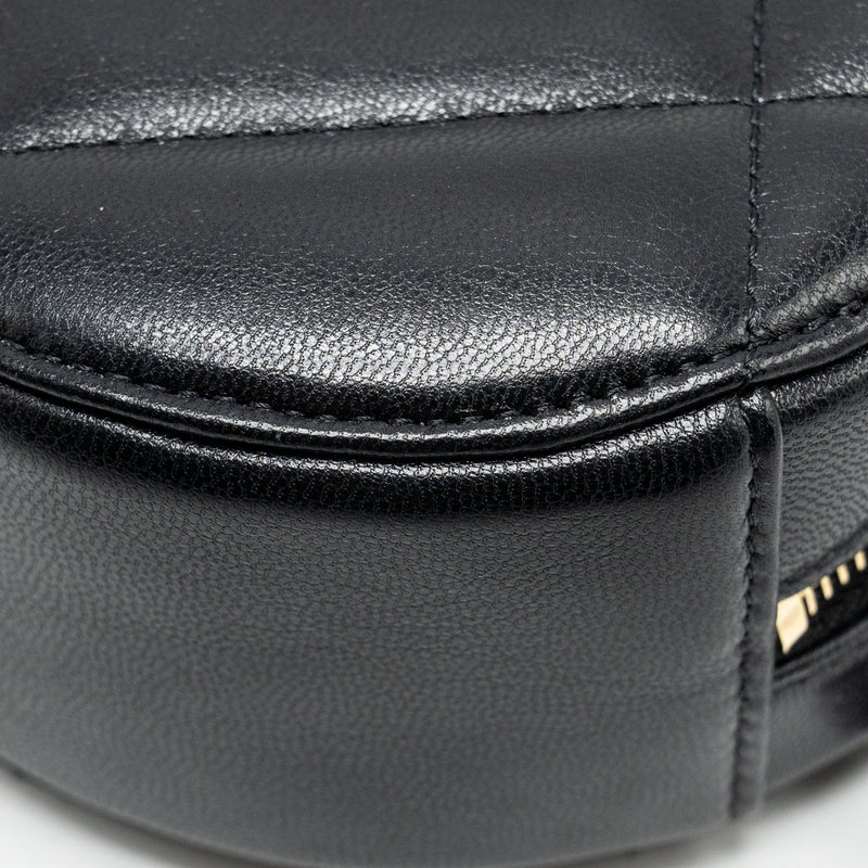 Chanel 19 round clutch with chain lambskin black with multicolor hardware