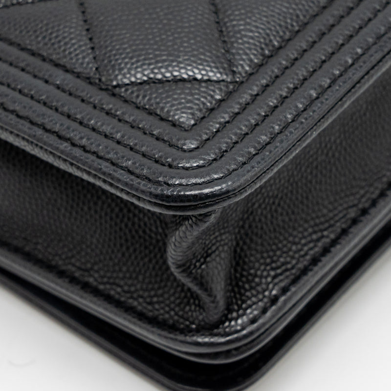 Chanel Boy Wallet on Chain Caviar Black GHW (Microchip)