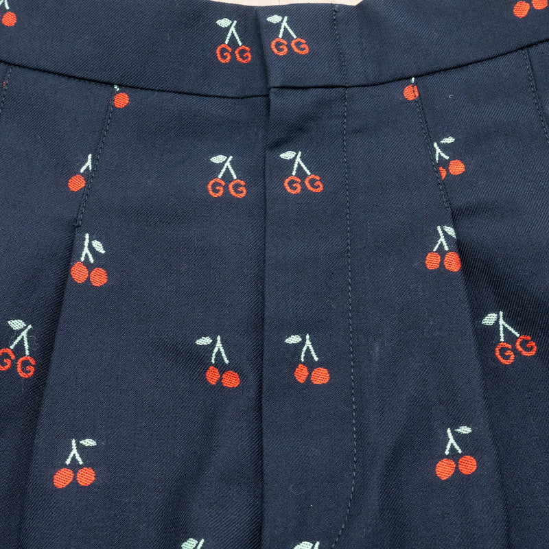 Gucci Size 36 Cherry Print Culotte Trouser Cotton/Wool Navy