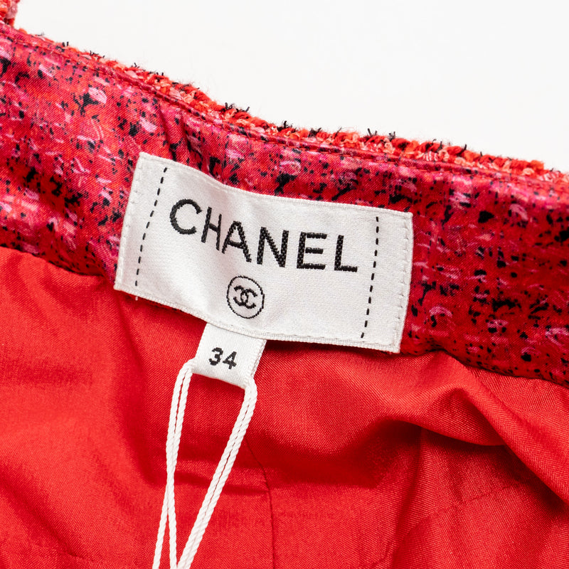 Chanel Size 34 20P Shorts Tweed Red/Ecru/Black