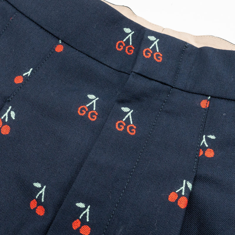 Gucci Size 36 Cherry Print Culotte Trouser Cotton/Wool Navy