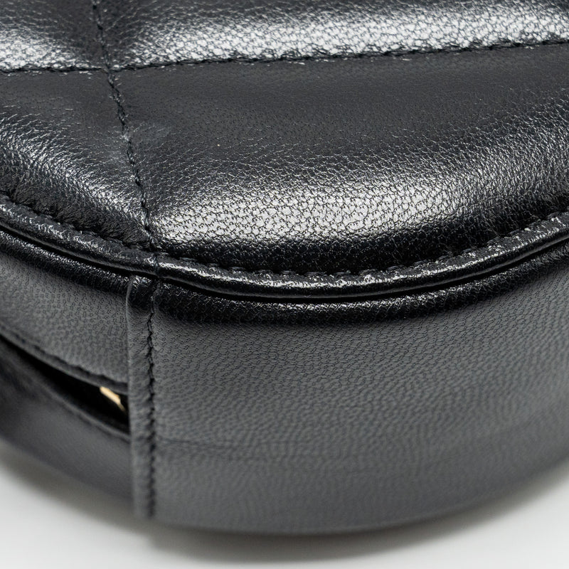 Chanel 19 round clutch with chain lambskin black with multicolor hardware