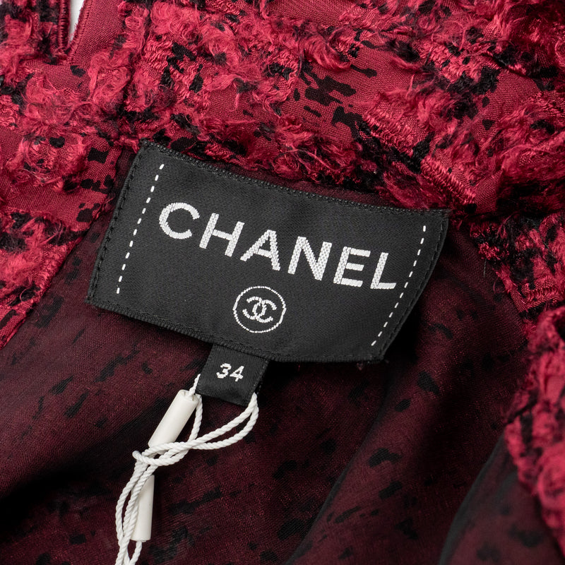 Chanel Size 34 22A Blouse Silk Burgundy/Black