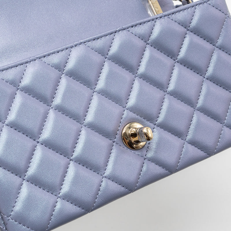 Chanel classic mini rectangular flap bag lambskin iridescent light purple LGHW (microchip)
