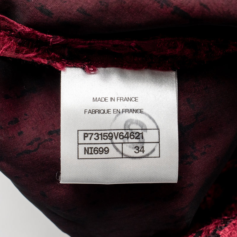 Chanel Size 34 22A Blouse Silk Burgundy/Black