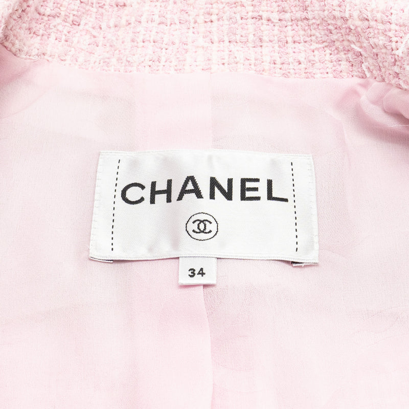 Chanel 21S Size 34 Tweed Jacket Cotton/ Polyester/ Acrylic Pink