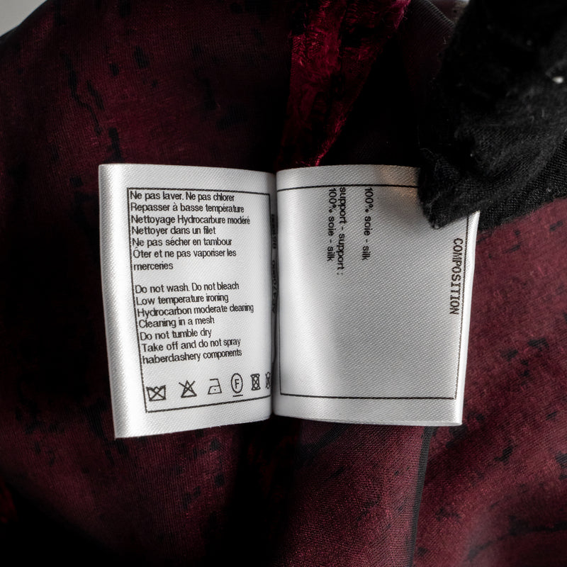 Chanel Size 34 22A Blouse Silk Burgundy/Black