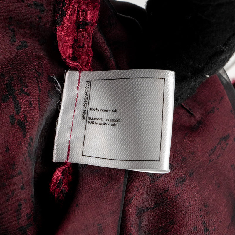 Chanel Size 34 22A Blouse Silk Burgundy/Black