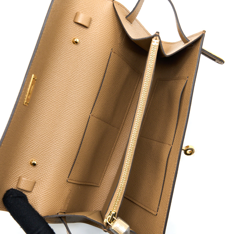 Hermes Kelly To Go Touch Alligator/Epsom Chai GHW Stamp U