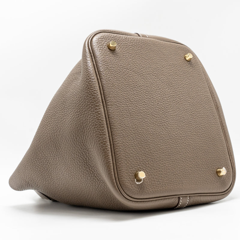 HERMES Picotin 22 Lock Bag Clemence Etoupe GHW Stamp C