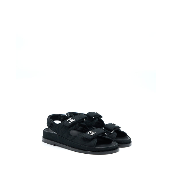 Chanel Size 38.5 Dad Sandals with Crystal Logo Black/Multicoloured