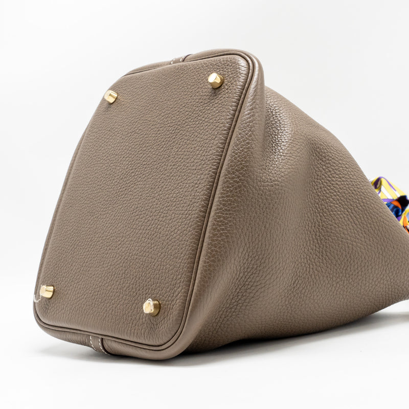 HERMES Picotin 22 Lock Bag Clemence Etoupe GHW Stamp C