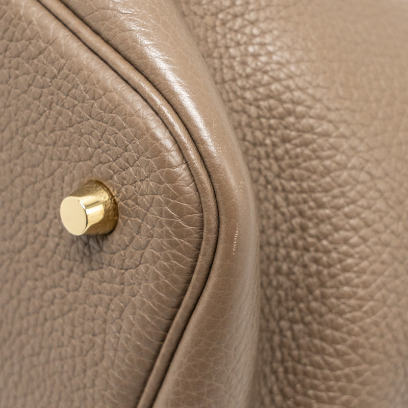 HERMES Picotin 22 Lock Bag Clemence Etoupe GHW Stamp C