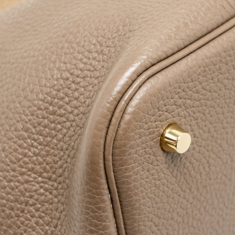 HERMES Picotin 22 Lock Bag Clemence Etoupe GHW Stamp C