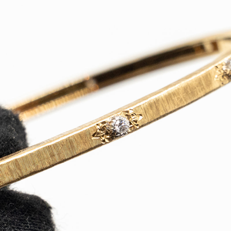 BUCCELLATI Size 17 Macri Classica Banded Bracelet Yellow and White Gold/Diamonds