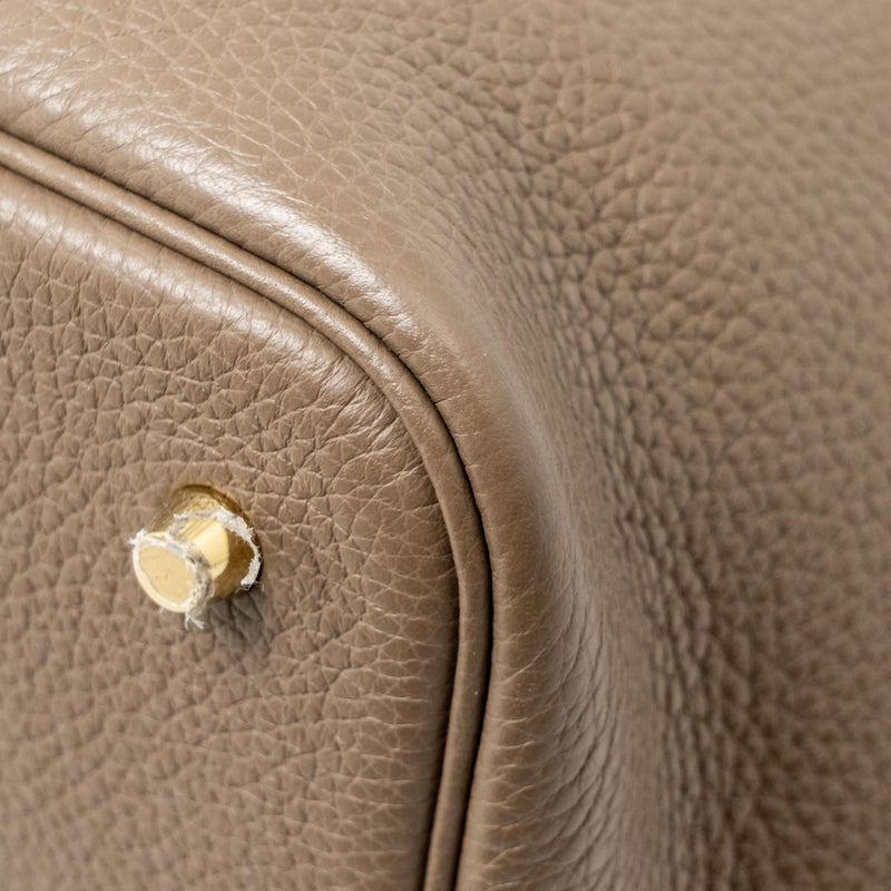 HERMES Picotin 22 Lock Bag Clemence Etoupe GHW Stamp C