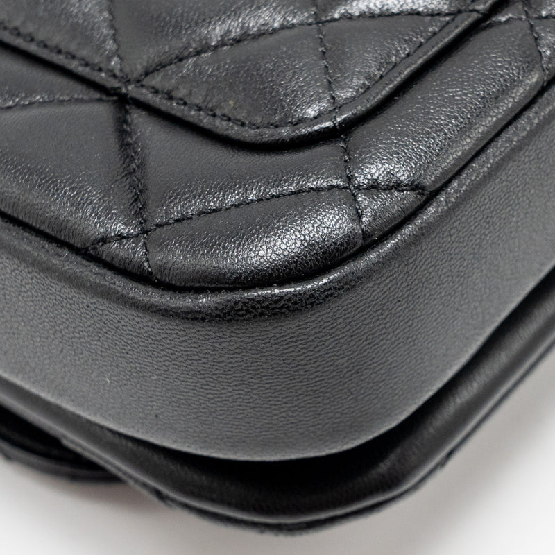 Chanel 24S CC Logo Top Handle Flap Bag with Chain Lambskin Black GHW (Microchip)