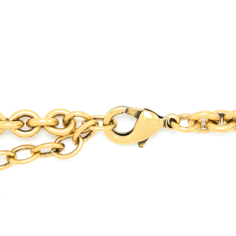 Dior CD with Crystal Chain Long Necklace Gold Tone