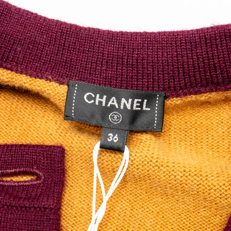 Chanel Size 36 21K Cardigan Cashmere Light Orange/Burgundy