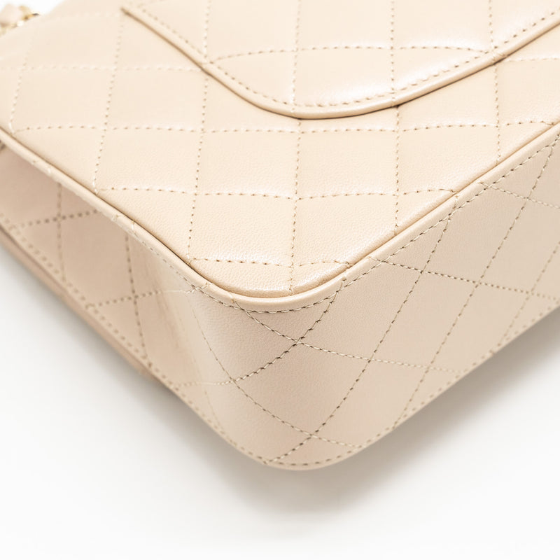 Chanel Medium Classic Double Flap Bag Lambskin Iridescent Ivory LGHW