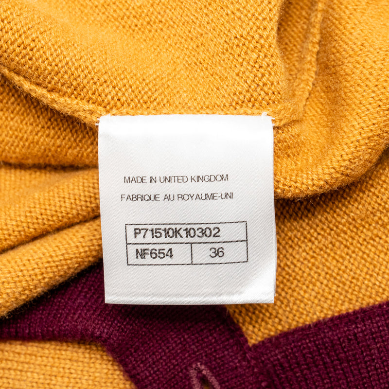 Chanel Size 36 21K Cardigan Cashmere Light Orange/Burgundy