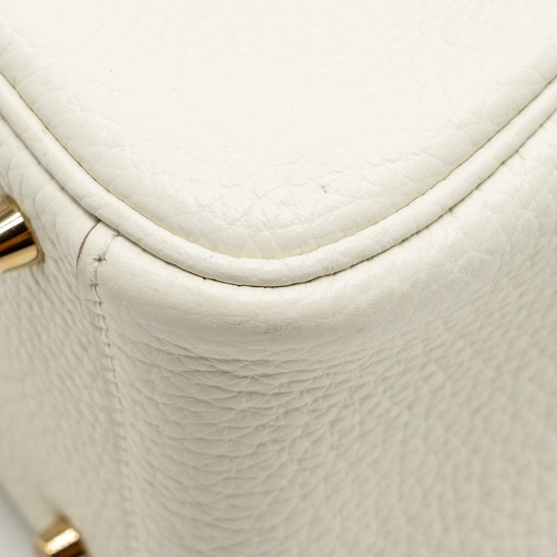 Hermes Mini Lindy Clemence Mushroom / Nata with multicolor strap GHW stamp B