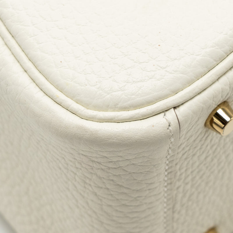 Hermes Mini Lindy Clemence Mushroom / Nata with multicolor strap GHW stamp B