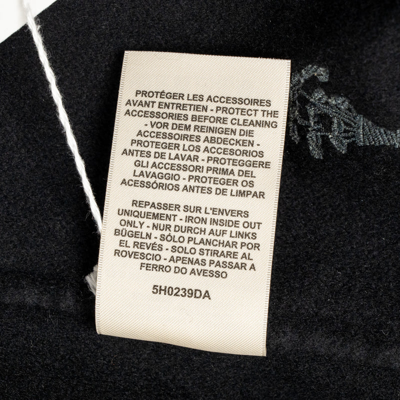 Hermes Size 36 Hooded Embroidered Jacket Cashmere Black