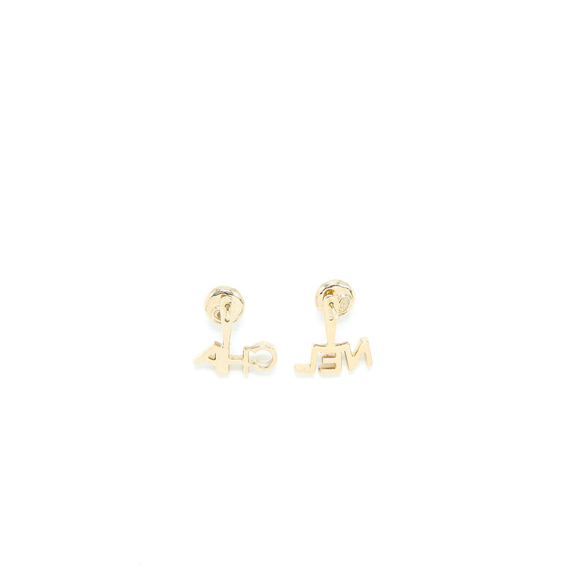 Chanel Letter CC/Logo Earrings Crystal Light Gold Tone