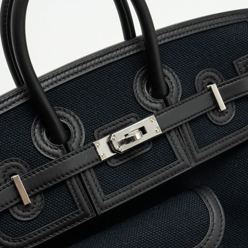 Hermes Birkin 25 Cargo canvas toile geoland / swift black SHW stamp B