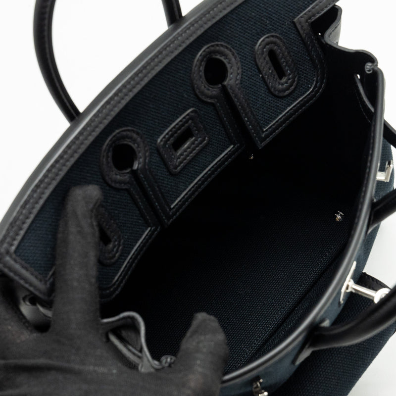 Hermes Birkin 25 Cargo canvas toile geoland / swift black SHW stamp B