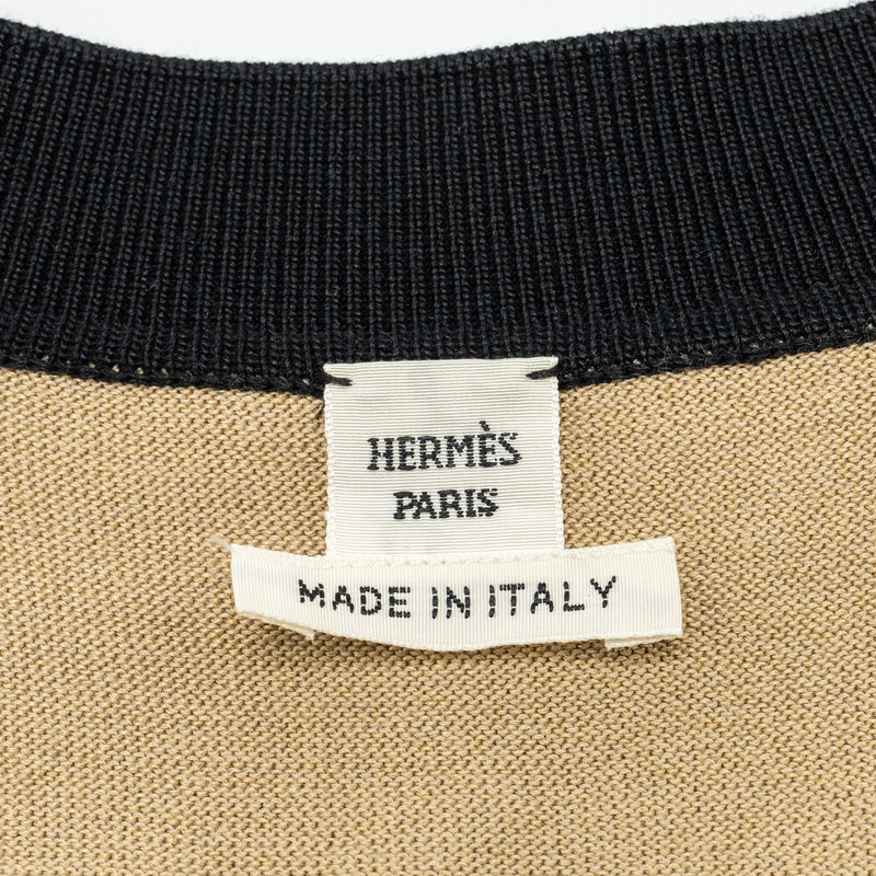Hermes Size 36 Cardigan Silk/Cotton Beige/Black