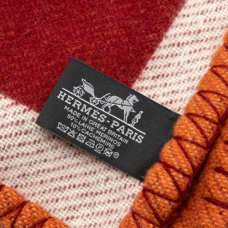 Hermes Tatersale Blanket Merinos Wool/Cashmere Rouille