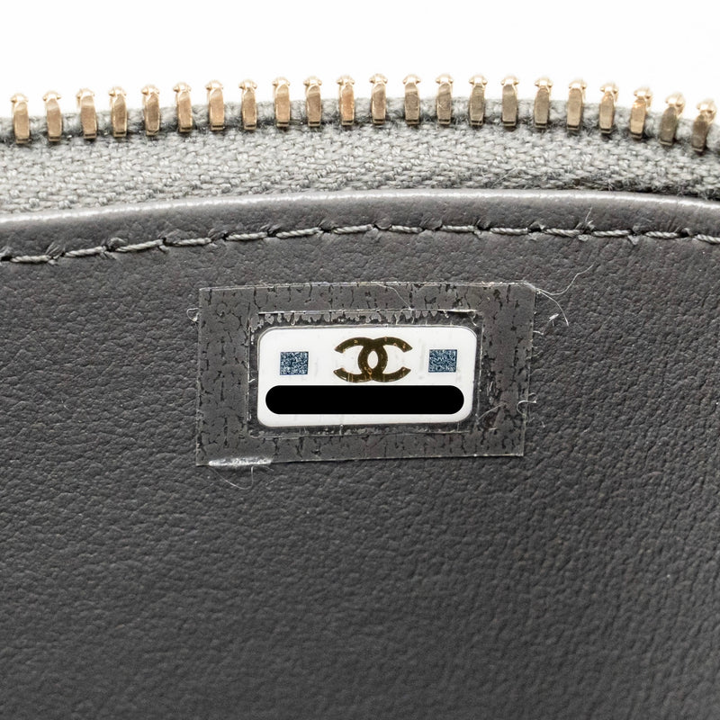Chanel Top Handle Long Vanity with Chain Lambskin Grey LGHW (microchip)